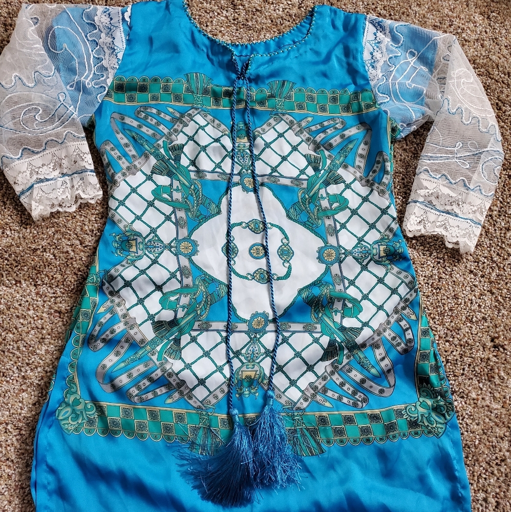 Indian Embroided net Silk Printed Women Kurta shirt